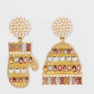 Crystal Hat & Mitt Drop Earrings-SUGARFIX by BaubleBar-NWT
